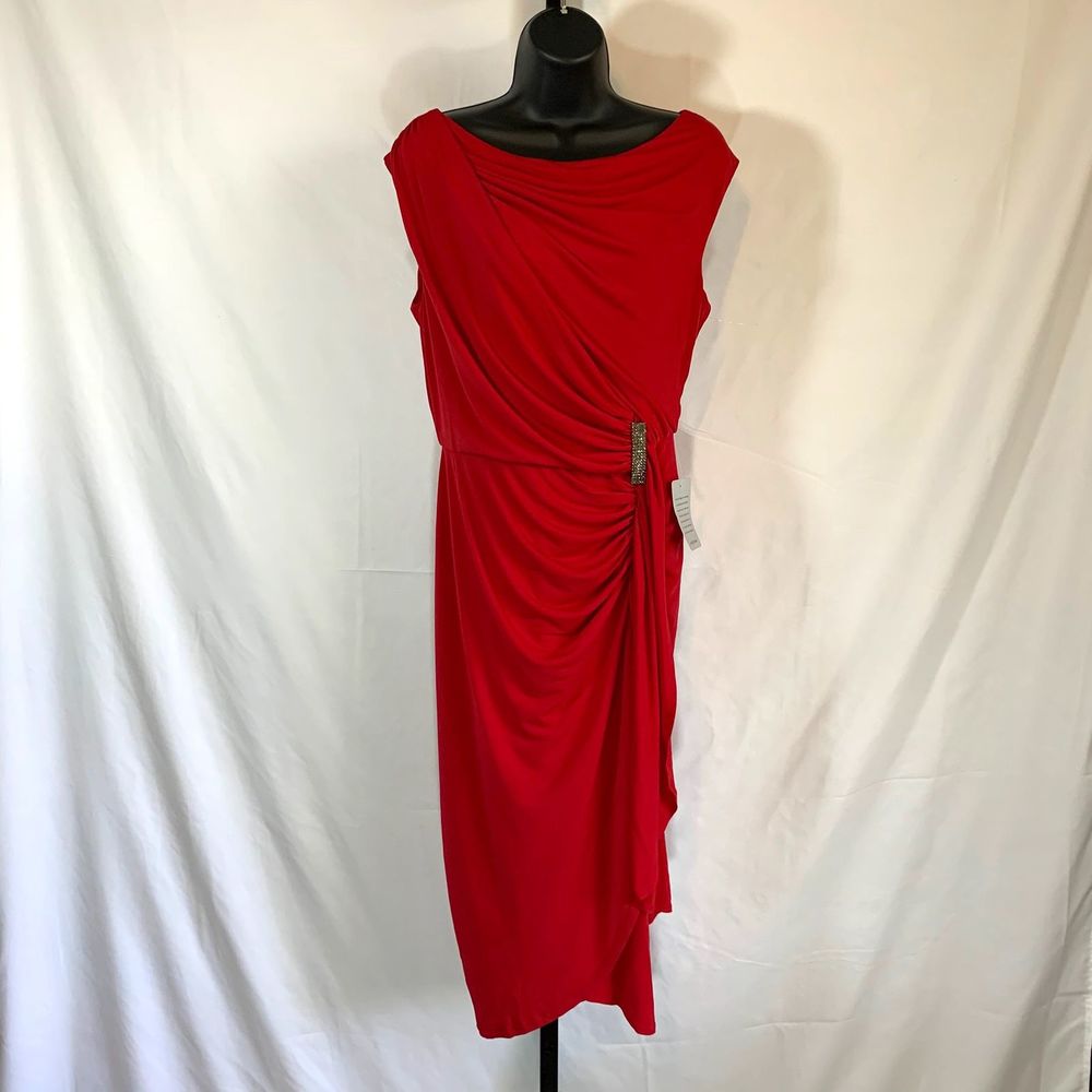 London Times Red Sleeveless Cocktail Dress Size 8